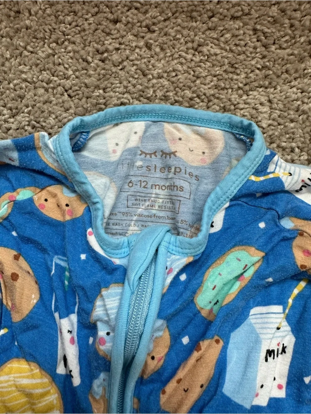 Little Sleepies Blue Milk & Cookies Footed One-Piece